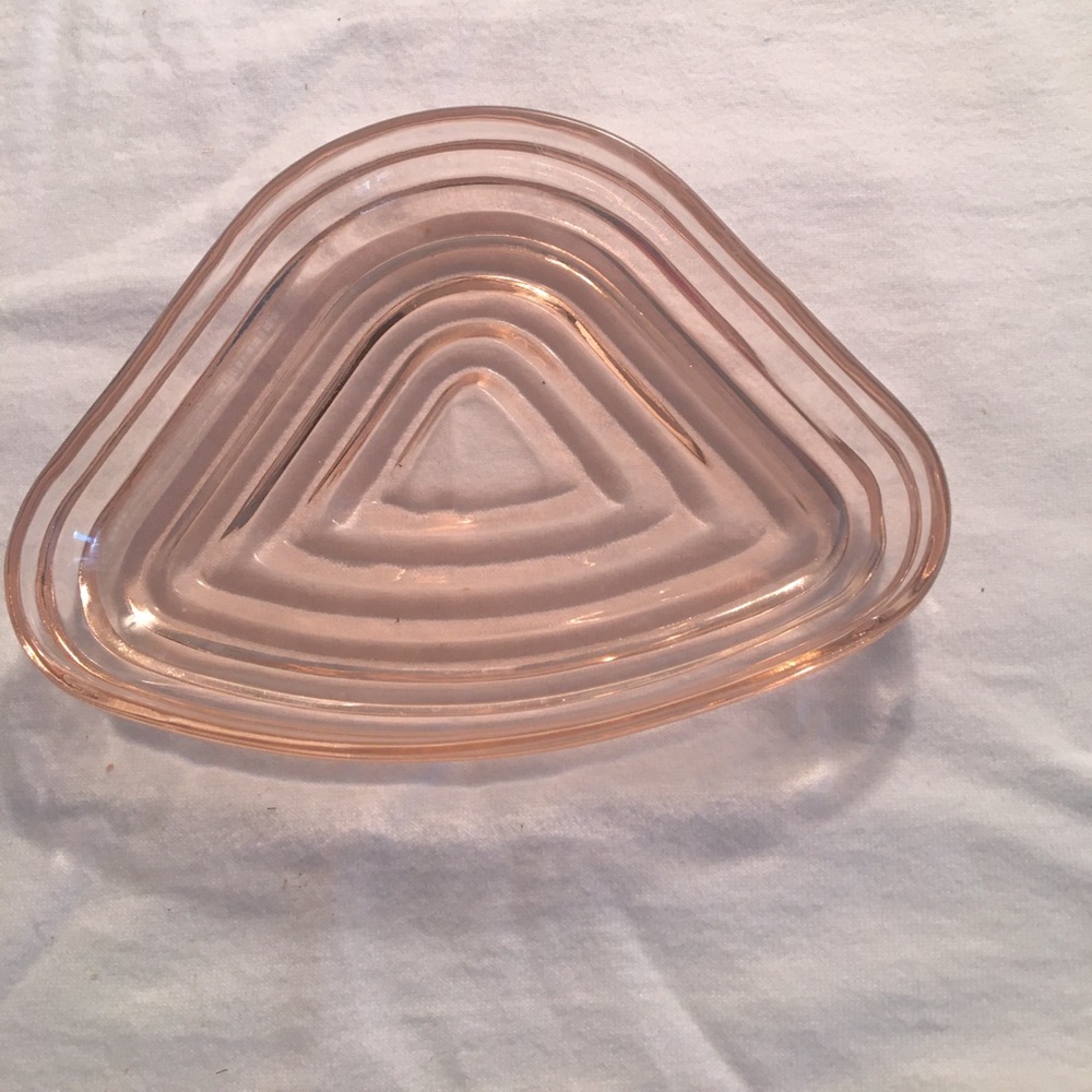 Antique depression era glass triangle small dish